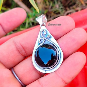 Black Onyx Pendant, 925 sterling silver charming black Gemstone pendant, Tear  Handmade Pendant Christmas Gift For Her, Black Onyx  Jewelry