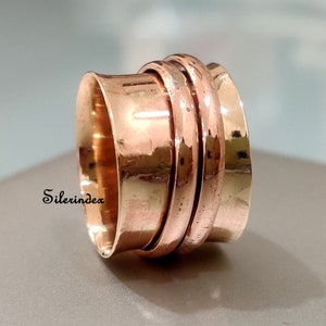 Rose Gold Plated,  925 Sterling Silver Spinner Ring, Meditation Ring, Spinner Band, Handmade Spinner Ring, Designer Ring, Women Ring Gift