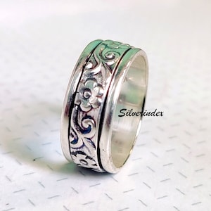 Spinner 925 Silver Fidget Ring, Sterling Silver Spinner Ring, Fidget Ring for Women, Anxiety Ring, Spin Ring, Minimalist Beautiful  Gift