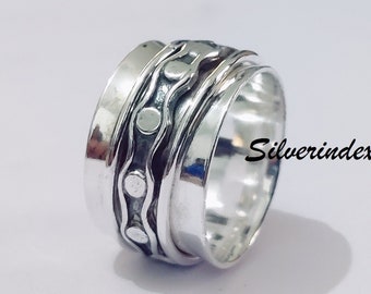 Handgemachte Sterling Silber Spinner Ring, Meditation Sorgen Ring