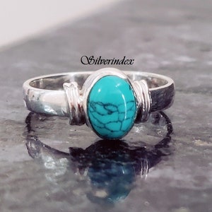 Sterling Silver Turquoise Ring for Women, Turquoise Gemstone Ring, Handmade Minimalist Simple Ring Gift For Her, Turquoise Jewelry....