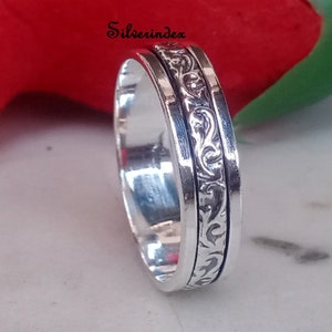Spinner Ring, 925  Silver Ring, Meditation Ring, Texture Ring, Ring For Women,  Anxiety Ring, Worry Ring, Silver Spinner Ring, Handmade Ring