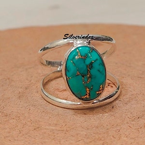 Copper Turquoise Ring, 925 Silver Ring, Gemstone Ring, Statement Ring, Women Ring, Bohemian Ring, Dainty Ring, Handmade Ring, Beautiful Gift