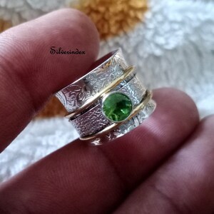 Peridot Ring, Gemstone Ring, Handmade Ring, Statement Ring, Spinner Ring, Fidget Ring, Worry Ring, Thumb Ring, Women Ring, Gift For Her