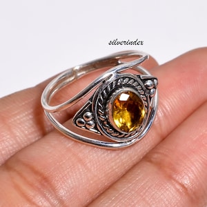 Citrine  Ring, 925 Silver Ring, Gemstone Ring, Statement Ring, Women Ring, Bohemian Ring, Natural Citrine, Dainty Ring, Handmade Ring, Gift