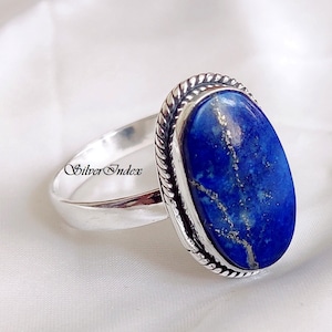 Lapis Lazuli Ring, 925 Silver Ring, Handmade Ring, Simple Band Ring, Silver Jewelry, Women Ring, Gift Ring, Oval Gemstone Ring,Free Shipping