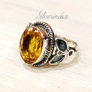 Citrine  Ring, 925 Silver Ring, Gemstone Ring, Statement Ring, Women Ring, Bohemian Ring, Natural Citrine, Dainty Ring, Handmade Ring, Gift