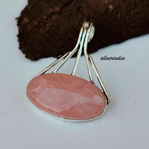 Beautiful Rose Quartz Necklace With Sterling Silver, Stunning Quartz Pendant, Pink Stone Necklace,New Year Gift For Wife ,Gemstone Pendant ,