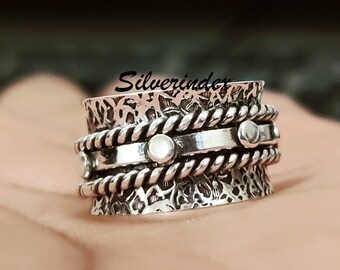 Bague à filature en argent sterling 925, anneau d'inquiétude pour la méditation