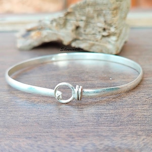 Love Knot Sterling Silver Bangle, Infinity Silver Bangle, Double Knot Adjustable Cuff Bangle, Minimalist Unisex Bracelet, Gift For Her / Him