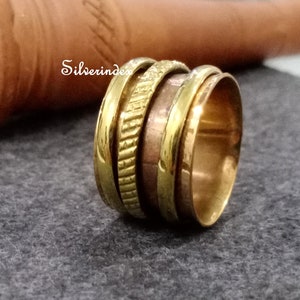 Copper Spinner Ring, 925 Silver Ring, Spinner Ring, Worry Ring, Fidget Ring, Meditation Ring, Handmade Ring,  Women Ring, Gift For Her