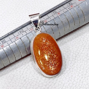 Funkelnde Sonnenstein-Sterlingsilber-Halskette, atemberaubender ovaler Sonnenstein-Anhänger, Frauen-Halskette, spirituelles Heilungs-Kristall-Halsketten-Geschenk für sie