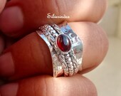 Garnet Ring, 925 Silver Ring, Handmade Ring, Statement Ring, Spinner Ring, Fidget Ring, Worry Ring, Thumb Ring, Women Ring, Valentine Gift