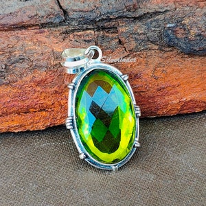 Peridot Gemstone Top Quality Pendant 925 Sterling Silver Jewelry Unisex Handmade Pendant Necklace Christmas Gift Necklace For Gift Pendant