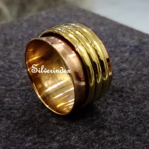 Brass Spinner Ring, Copper Spinner Ring, Wide Band Spinner, Anxiety Ring, Handmade Spinner, Meditation Spinner Ring, Statement Ring