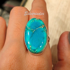 Solid Silver 925 Blue Sea Sediment Jasper Ring, Sea Sediment Gemstone Ring, Sea Jasper Necklace, Silver Sea Sediment Jewelry Gift Her