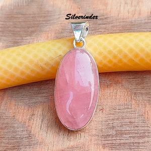 Beautiful Rose Quartz Pendant With Sterling Silver, Everyday Use Rose Quartz Pendant, Pink Stone Necklace, Healing Crystal Necklace Gift..