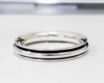 925 Sterling Silver Spinning Ring: Anxiety Fidget Meditation Band