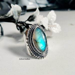 Labradorite Ring, 925 Silver Ring, Handmade Ring, Gemstone  Ring, Women Ring, Bohemian Ring, Designer Ring,Pure Silver Ring, Christmas Gift