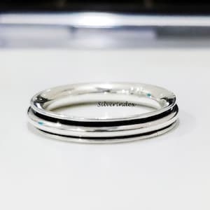 925 Sterling Silver Spinning Ring: Anxiety Fidget Meditation Band