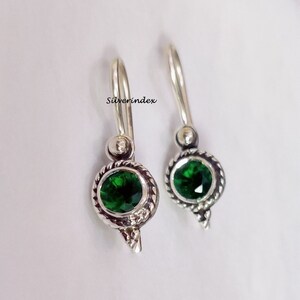 Emerald Silver Earring, Dangle Drop  Earring, Boho Earring, Earlobe Earring, Antique Earring, Wedding Earring, Earring For Girls,