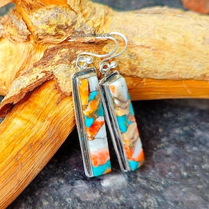 Oyster Turquoise Earrings, Unique Designer Earring, 925 Sterling Silver, Women Earring, Handmade Jewelry, Boho Earring, Etsy Gift Jewelry,