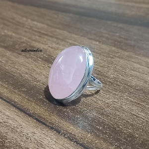 Rose Quartz Ring, 925 Sterling Silver Ring,Oval Gemstone Ring, Designer Handmade Ring, Women Jewelry, Anniversary Gift for Wife,Gift For Her
