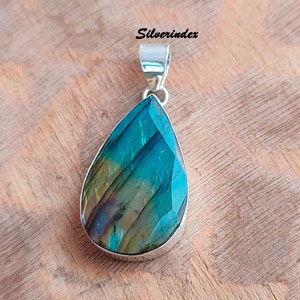 Labradorite  Pendant, 925 Sterling Silver Labradorite Necklace, Blue Gemstone Pendant, Oval Shape Necklace, Silver Necklace, Pendant Jewelry