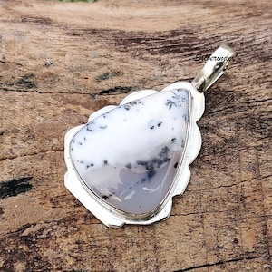 Dendrite Opal Pendant 925 Sterling Silver Pendant Dendrite Opal Gemstone Handmade Silver Jewelry Silver Opal Pendants Necklaces For Women