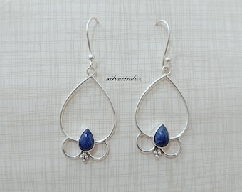 Lapis Lazuli Dangle Drop Sterling Silver Earrings *Handmade Jewelry * Gift For Women