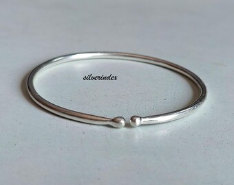 Simple Ball Bangle, 925 Sterling Silver Handmade Bangle