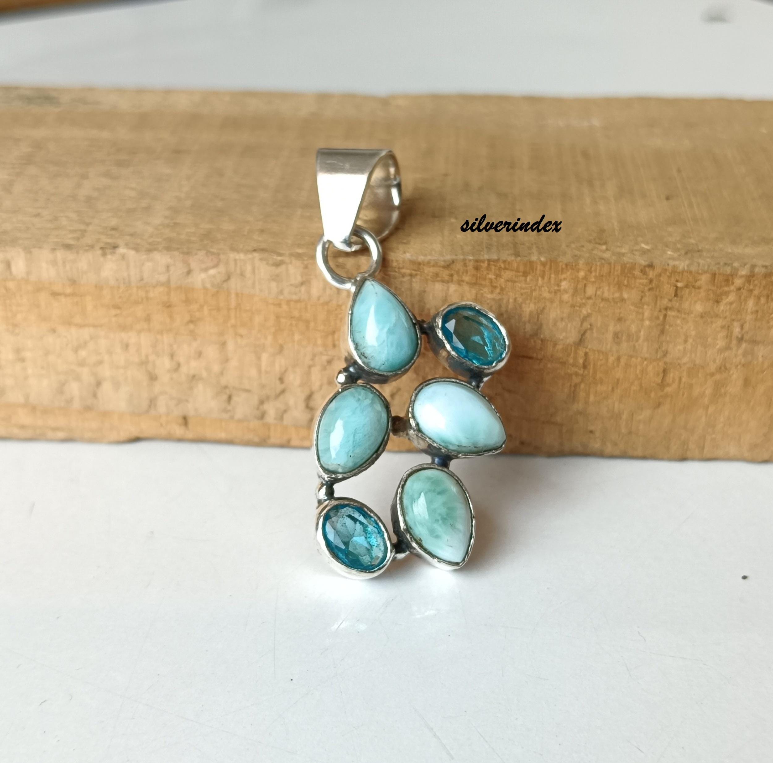 Ciondolo Con Pietra Preziosa Di Acquamarina Grezza In Argento 925 - Foto 2