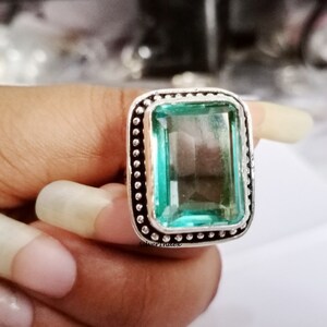 Handmade Aquamarine Ring: 925 Sterling Silver Boho Jewelry