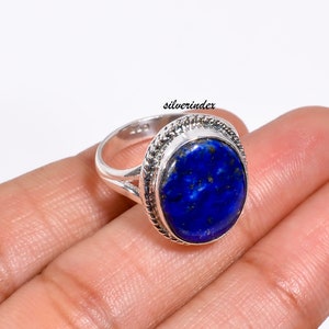 Lapis Lazuli Ring, Silver Handmade Ring, Lapis Jewelry, Oval Shape Gemstone Ring, Lapis Jewelry For Women, Boho Ring, Thumb Ring, Gift Ring