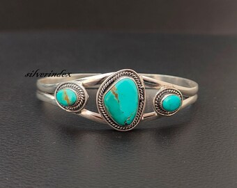 Mohave Turquoise Bangle - 925 Sterling Silver Handmade Jewelry ~ Women Bangle ~Boho Bracelet