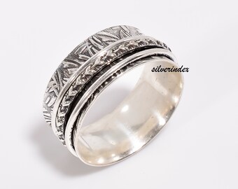Handmade 925 Silver Spinner Ring: Meditation Worry Fidget Band