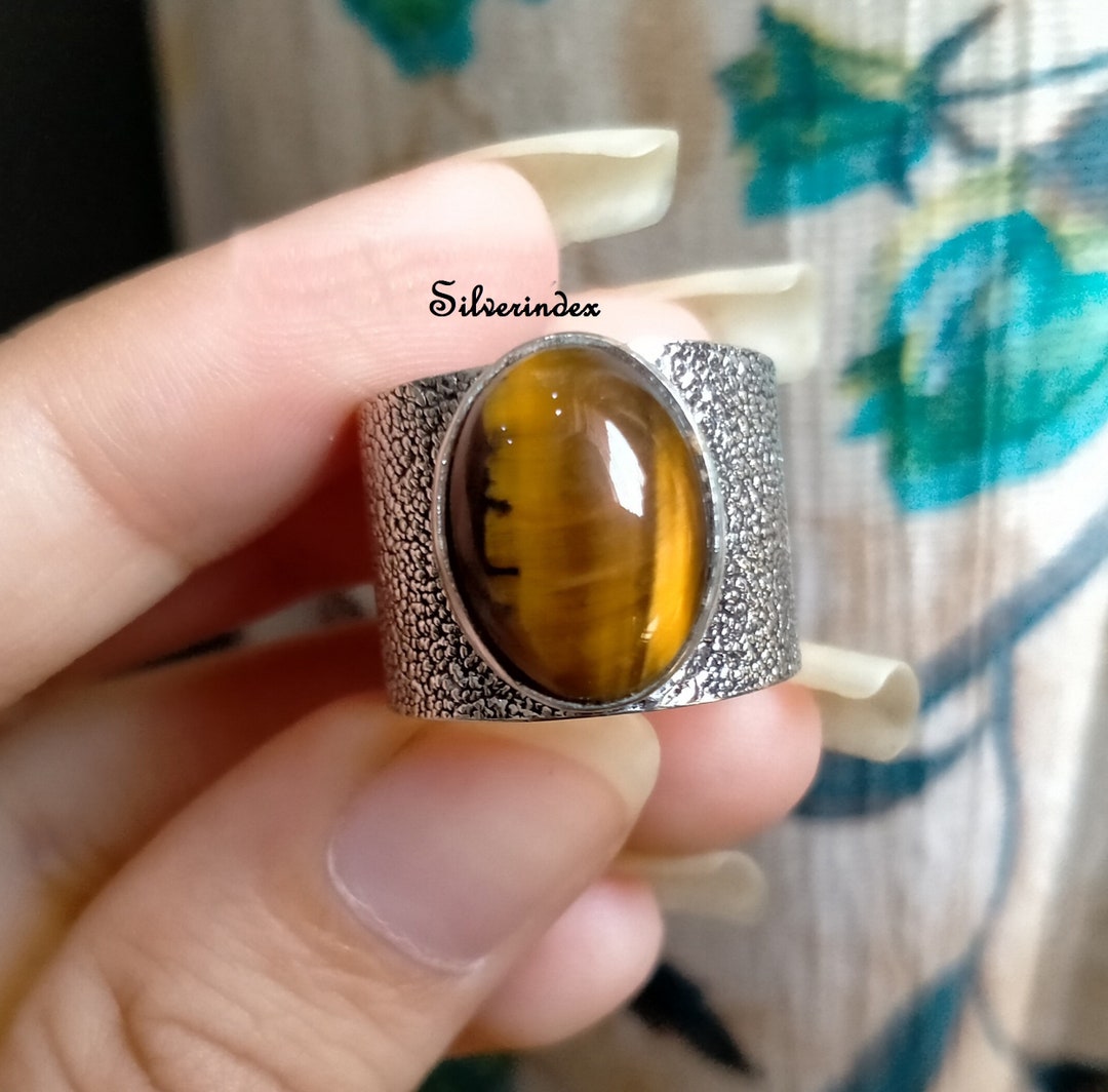 Citrine Big Gemstone 925 Sterling Silver Men's Signet Ring