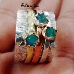 Ethiopian Opal Ring, Spinner Ring, 925 Silver Ring, Handmade Ring, Women Ring, Anxiety Ring, Opal Spinner Ring, Gift For Her, Mediation Ring