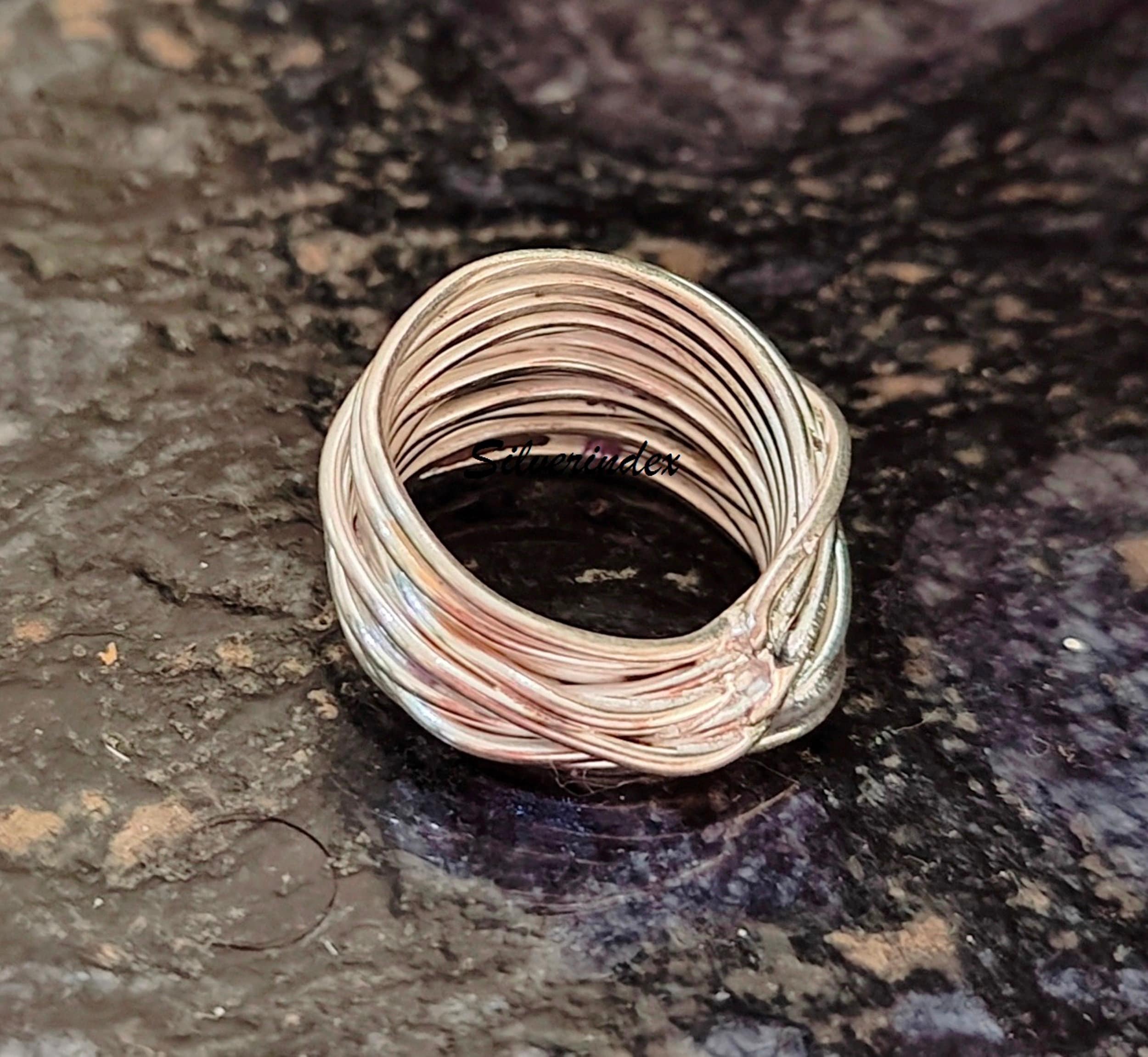 Sz 7.0 Sterling Silver Triple Interlocked Rolling High Polish Plain Dome Tarnish Resistant Wedding Band Ring