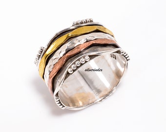 Handmade Sterling Silver Spinner Ring – Meditation Thumb Ring, Anxiety Relief