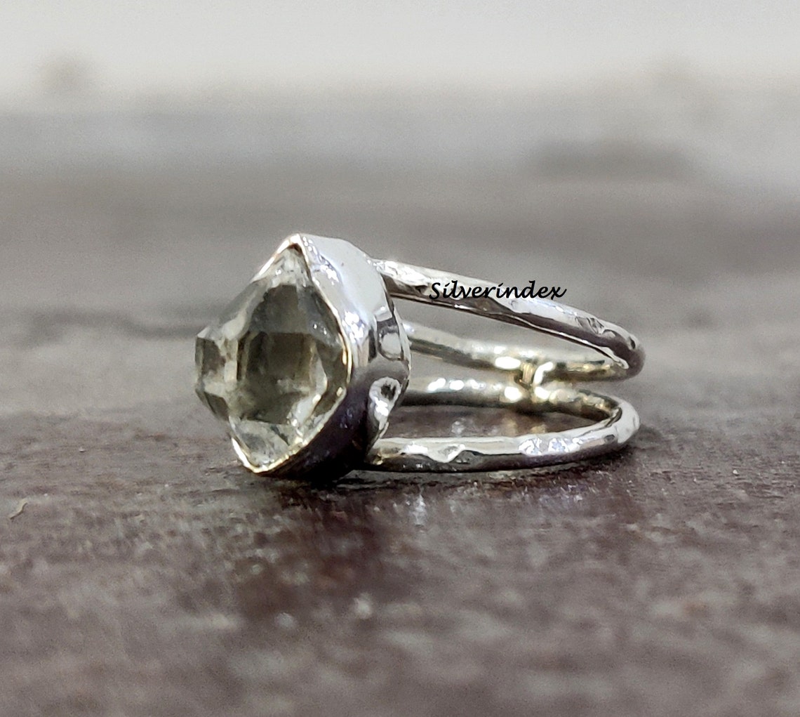Herkimer Diamond Ring 925 Sterling Silver Natural Herkimer Etsy