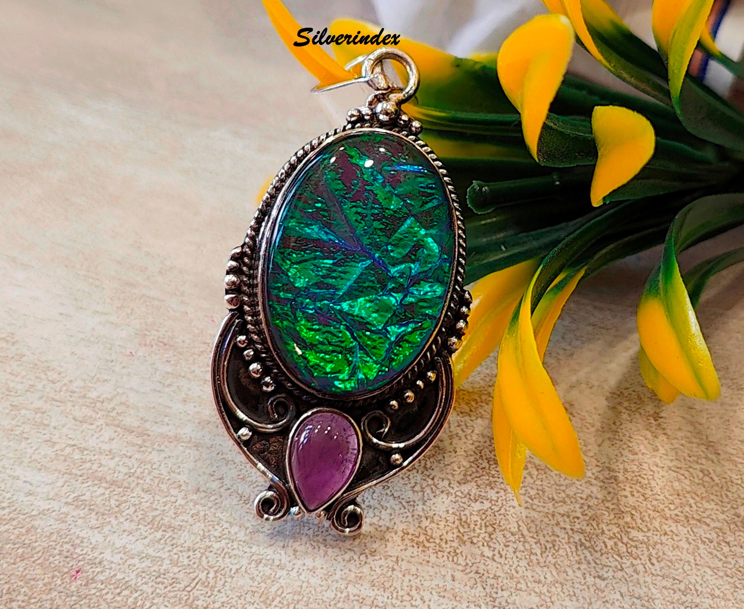 アメジスト・オーストラリア産オパール ペンダントトップ2点セット アメジスト・オーストラリア産オパール ペンダントトップ2点セット