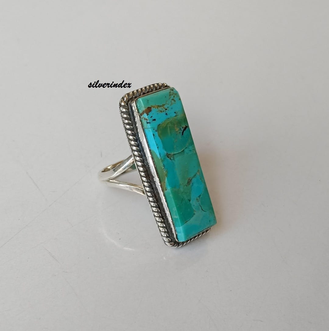 Handmade Mohave Turquoise Ring, Rectangle 925 Sterling Silver - Etsy