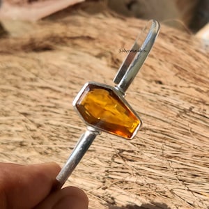 Coffin Bracelets, Citrine 10x17mm Coffin Shape Gemstone Silver Bracelets, Coffin Bangles, Coffin Jewelry, Gift For Her