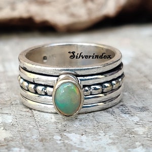 Natural Opal Ring, Spinner Ring ,925 Silver Ring, Gemstone Ring,Handmade Ring,Boho Ring, Opal Jewelry, Beatiful Ring