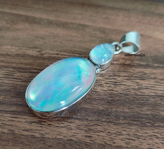 Aurora Pendentif Aigue Marine Or Blanc Pendentif En Opale Aurora
