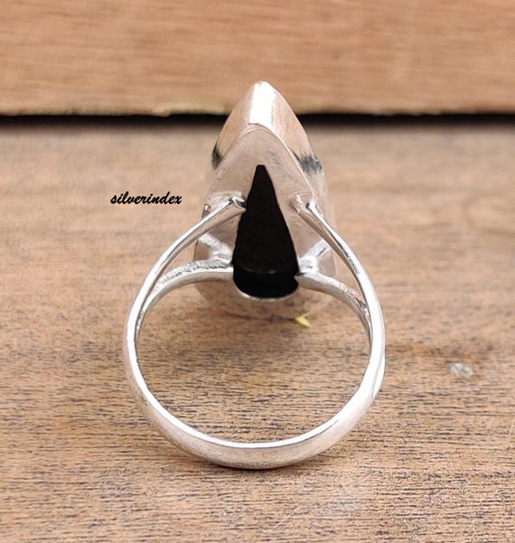 Pear Bloodstone Ring, Handmade 925 Sterling Silver Band - Etsy