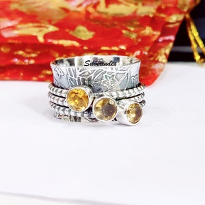 Beautiful Citrine Ring, 925 Silver Ring, Three Stone Ring,Love & friendship Ring, Women Ring, Handmade Ring, Gift Item.