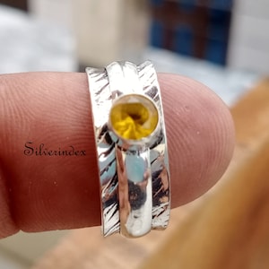 Citrine  Ring, Spinner Ring, 925 Silver Ring, Meditation Ring, Citrine Spinner Ring, Fidget Ring, Handmade Ring , Women Ring, Gift For Her