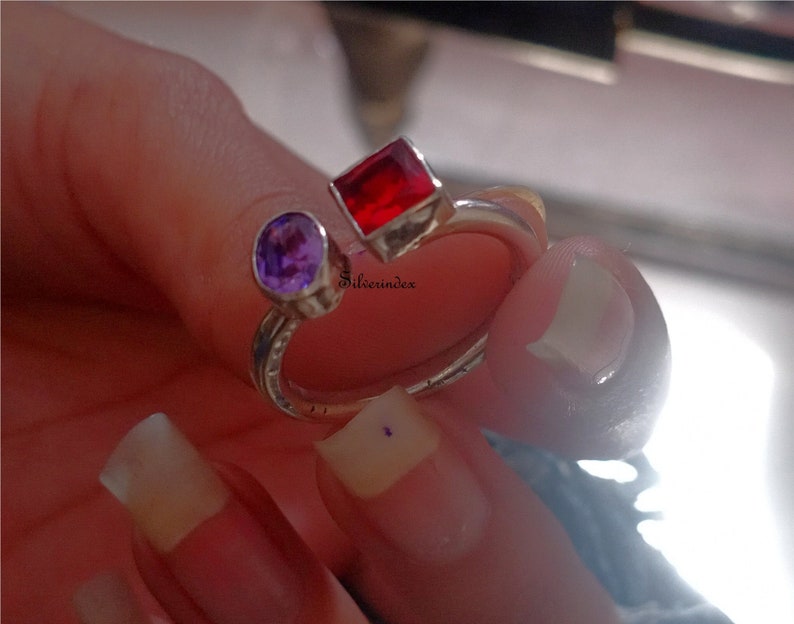 Women Ring Adjustable Ring 925 Silver Ring Engagement Ring Valentine Gift Amethyst Ring Handmade Ring Promise Ring Garnet Ring